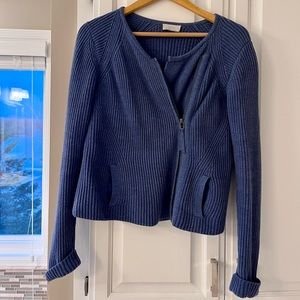 Wrap London ribbed zip cardigan blue - size 4
